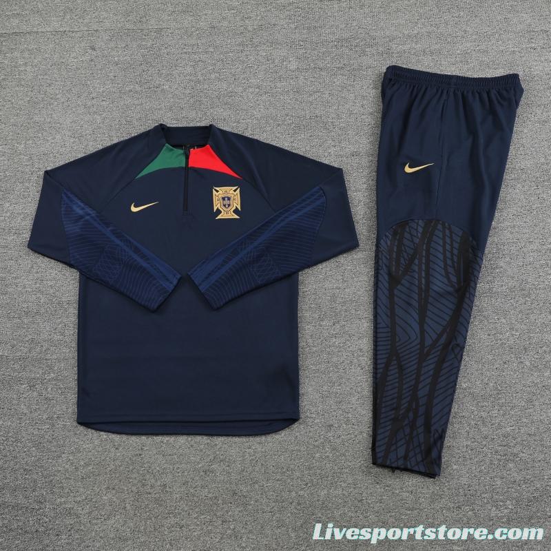 2022 Portugal Navy Half Zipper Tracksuit