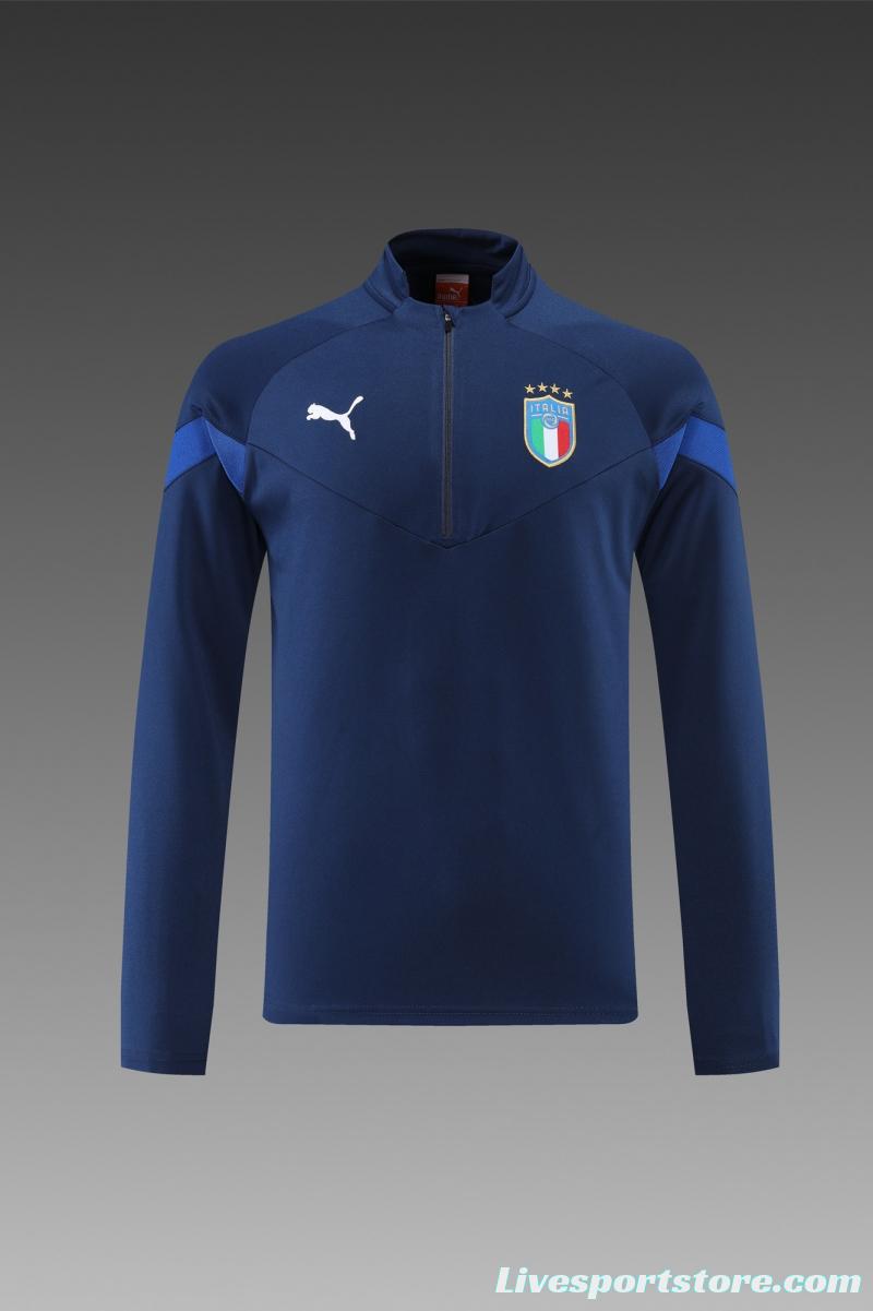 2022 Italy Navy Half Zipper Tracksuit