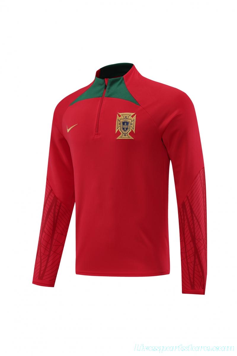 2022 Portugal Red Half Zipper Tracksuit