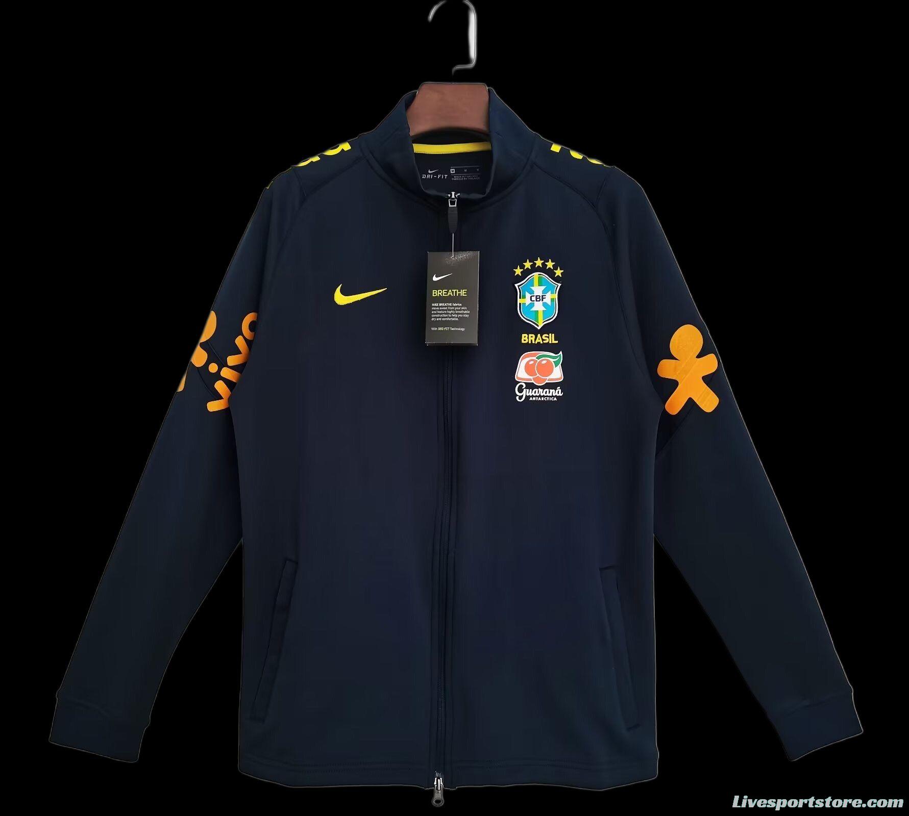 2022 Brazil Full Zipper Navy Training Jacket