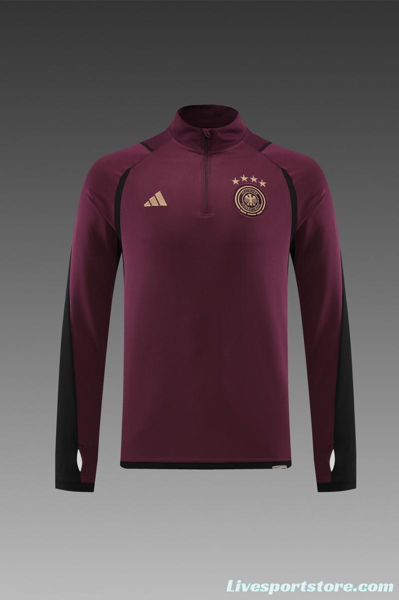 2022 Germany Wine Half Zipper Tracksuit