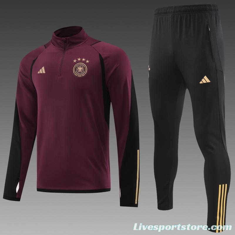 2022 Germany Wine Half Zipper Tracksuit