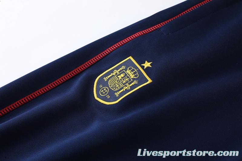 2022 Spain Navy Full Zipper Tracksuit