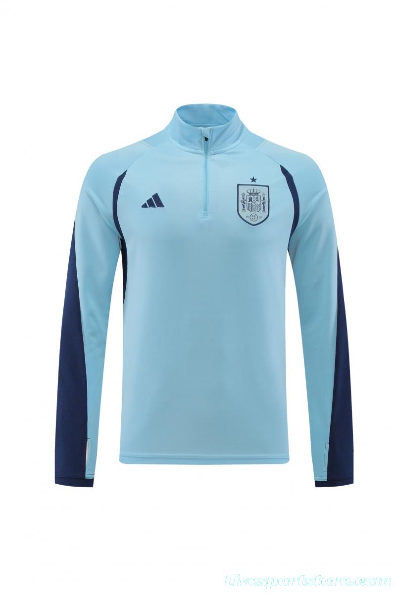 2022 Spain Blue Half Zipper Tracksuit