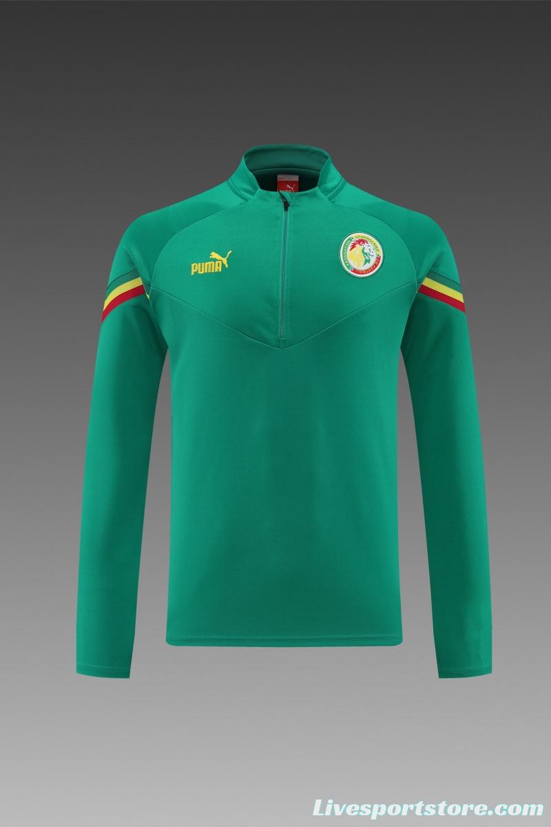 2022 Senegal Green Half Zipper Tracksuit