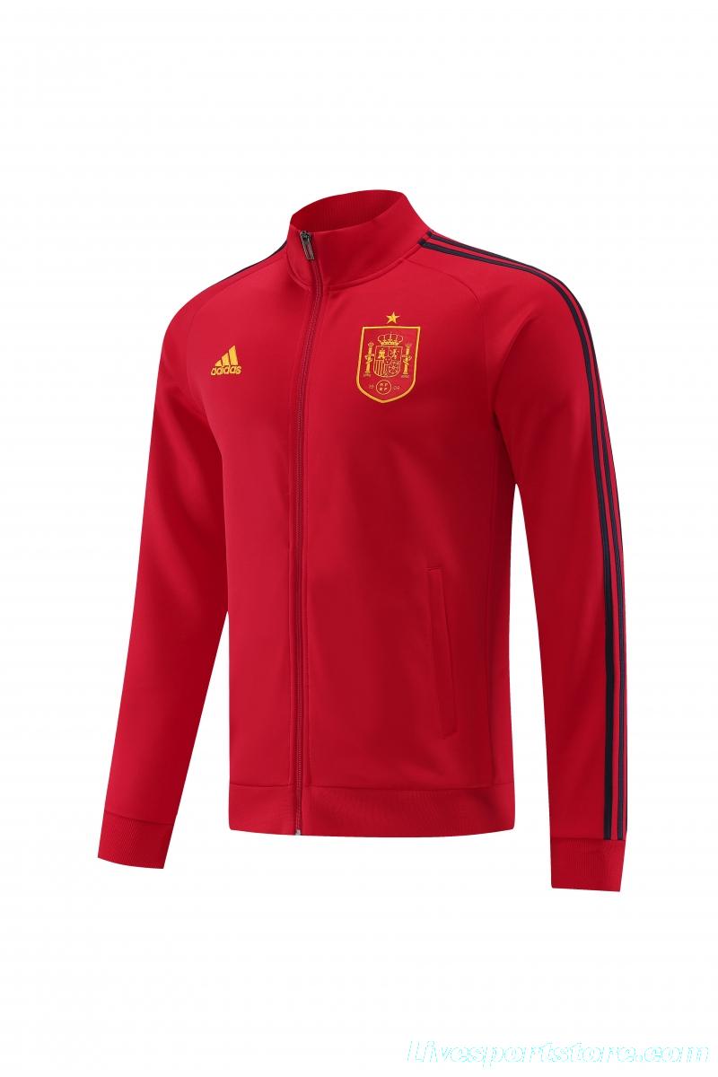 2022 Spain Red Full Zipper Tracksuit