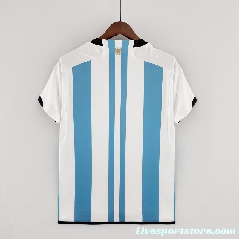 2 Stars Argentina Home Final Match Jersey With Full Patch