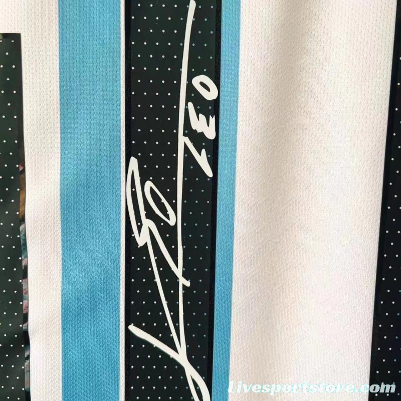 2022 Argentina Home #10 Messi Signed Signature Jersey