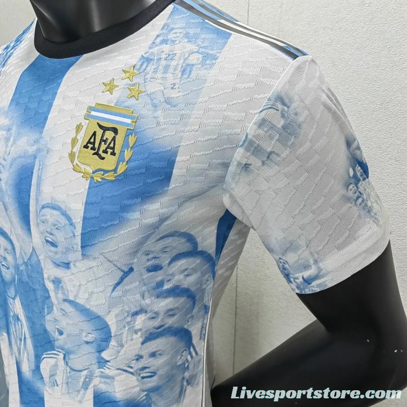 Player Version 3 Stars 2022 Argentina Campeones Mundo Home Special Jersey