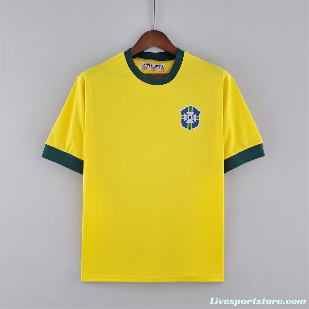 Retro 1970 Brazil Home Jersey 10#Pelé Commemorate The King Of Football