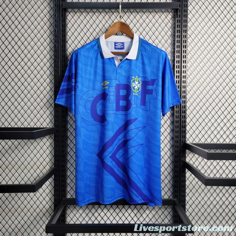 Retro 1992 Brazil Away Blue Jersey