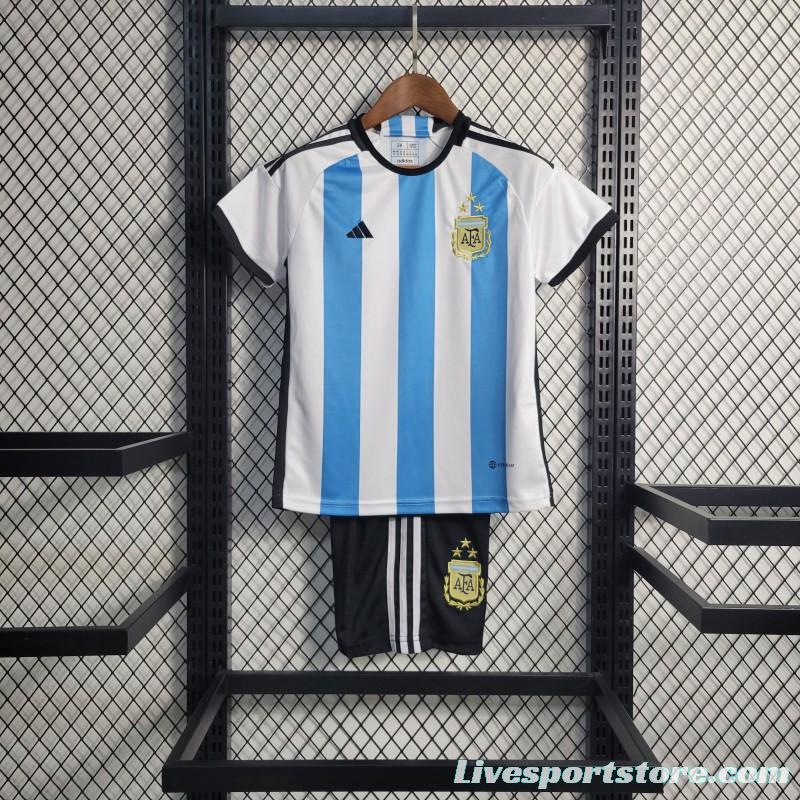 3-Stars 2023 Kids Argentina Home Jersey