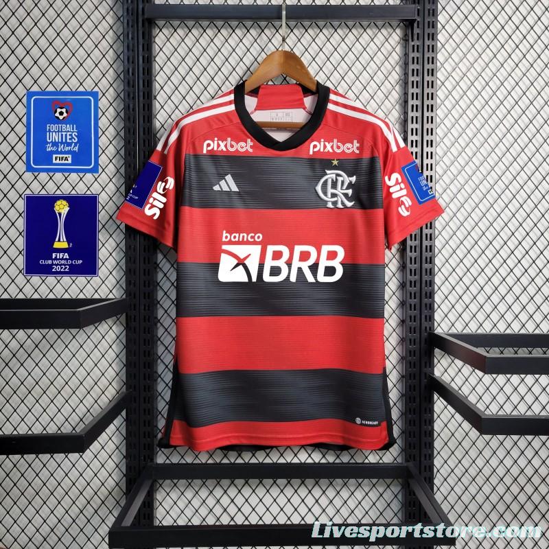 23/24 Flamengo Home Jersey With All Sponsors+Patches