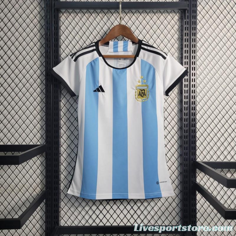 3-Stars Women 2023 Argentina Home Jersey