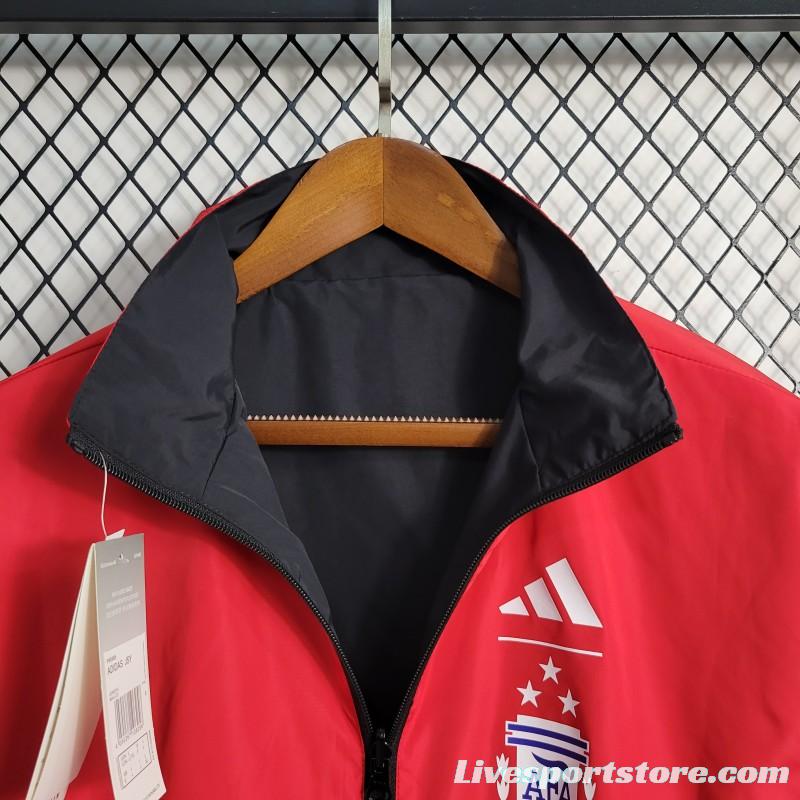 2023 Reversible 3-star Argentina Red/Black Windbreaker