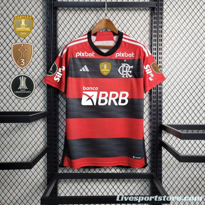 23/24 Flamengo Home Jersey With All Sponsors+Patches