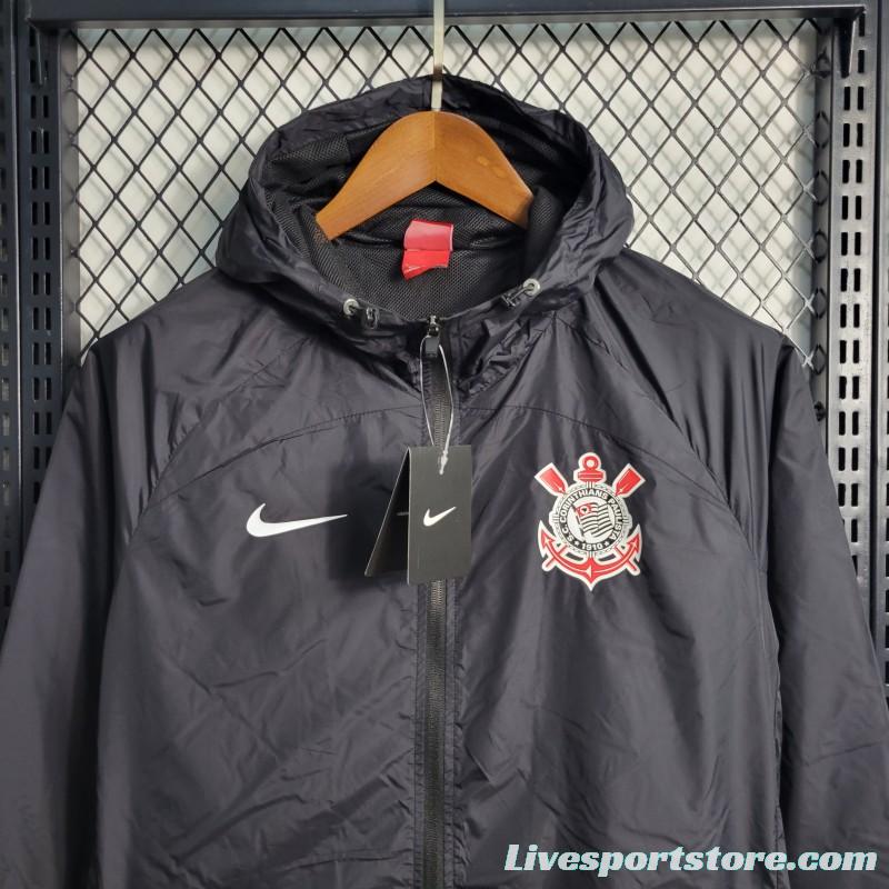 22-23 Corinthians Black Windbreaker With Red Badge