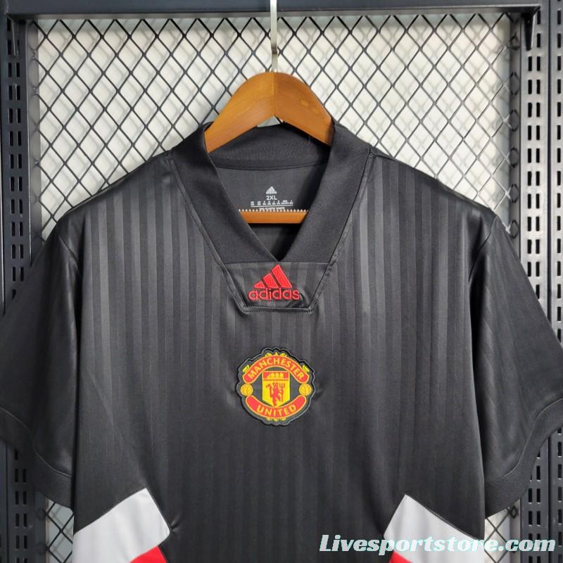 23-24 Manchester United Black ICON Jersey Embroidery Logo