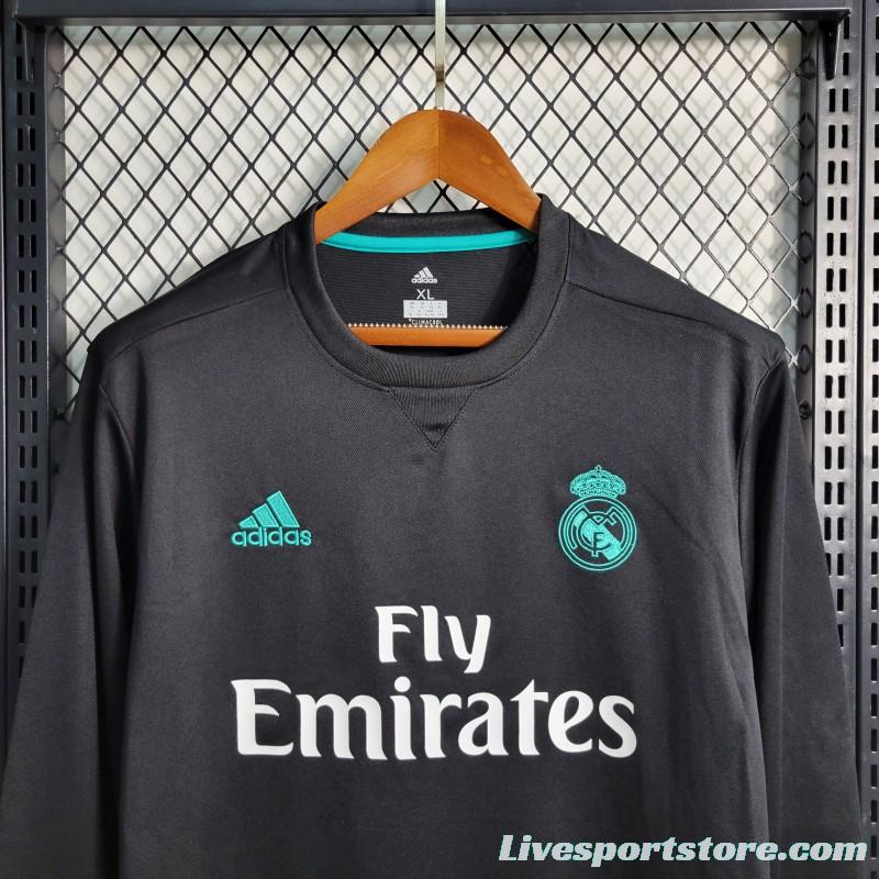 Retro Long Sleeve 17-18 Real Madrid Away Black Jersey