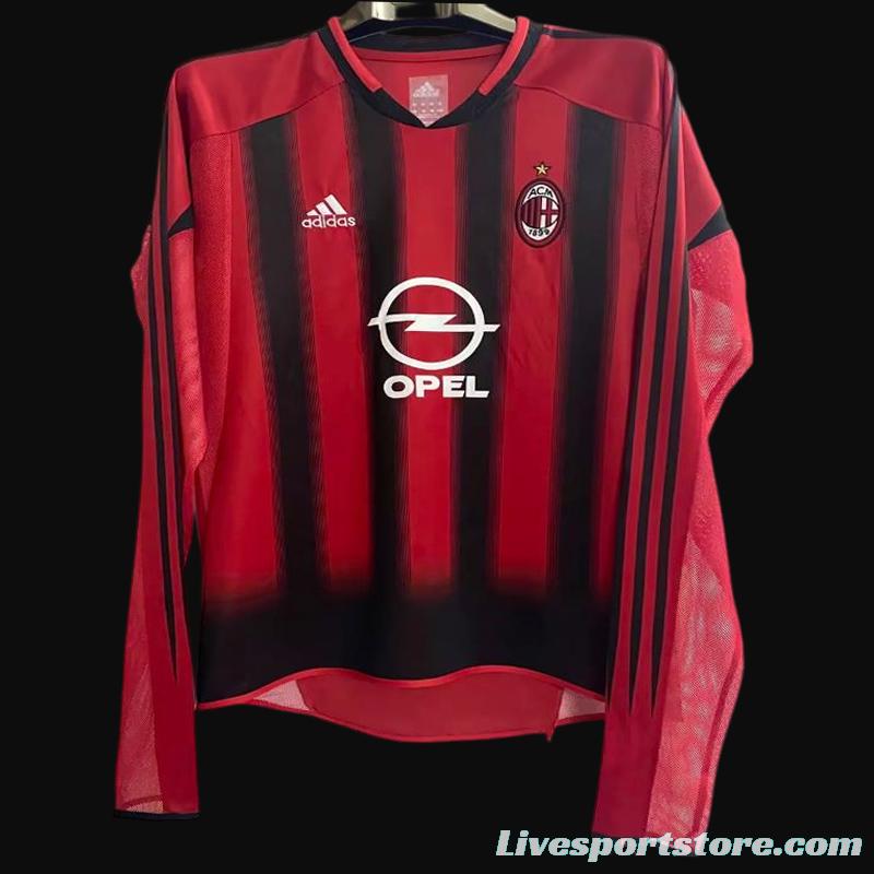 Retro 04 05 AC Milan Home Long Sleeve Jersey