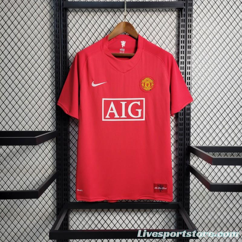 Retro 07-08 Manchester United Home Premier League Jersey