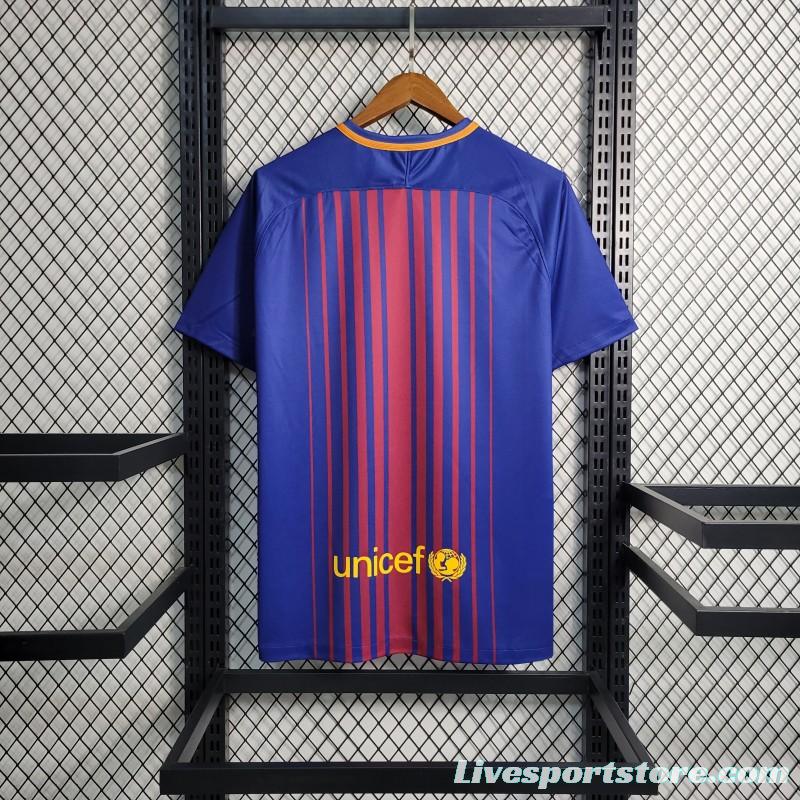 Retro 17-18 Barcelona Home Soccer Jersey