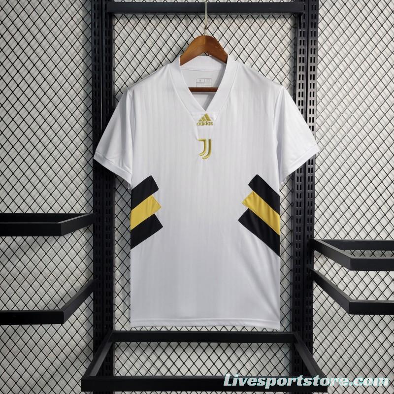 23-24 Juventus White Icon Jersey Embroidery Logo