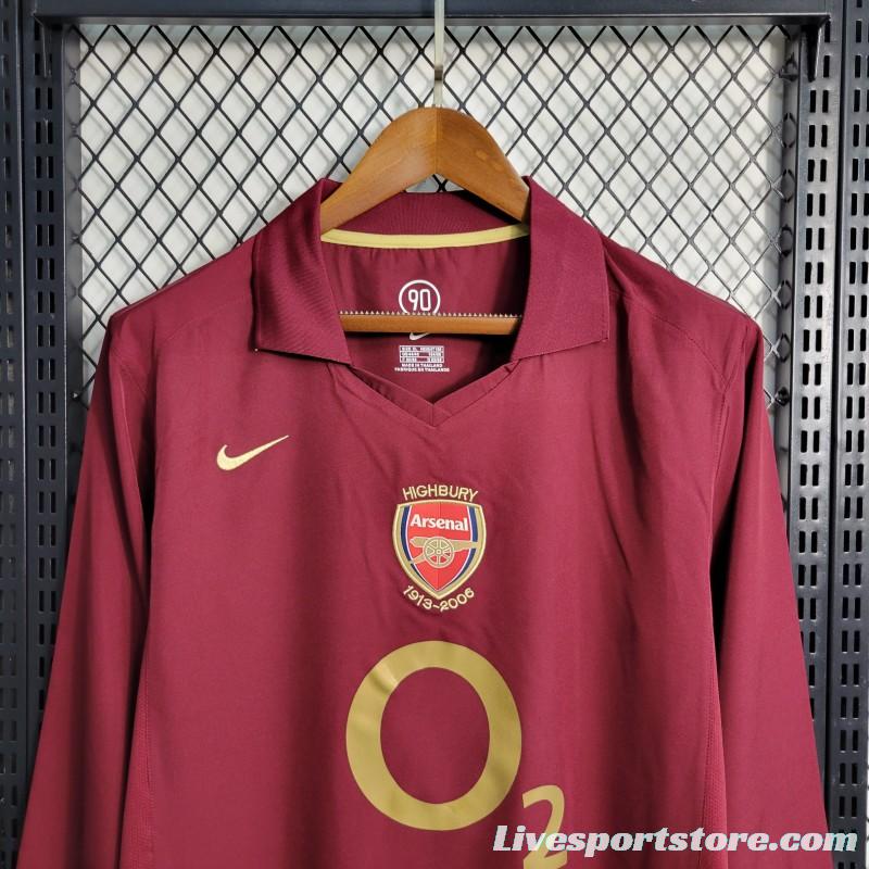 Retro 05-06 Arsenal Home Long Sleeve Jersey