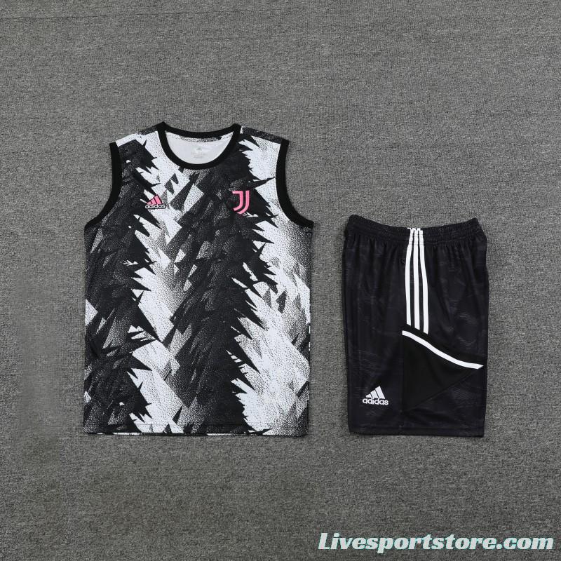 23-24 Juventus Black White Vest Jersey+Shorts