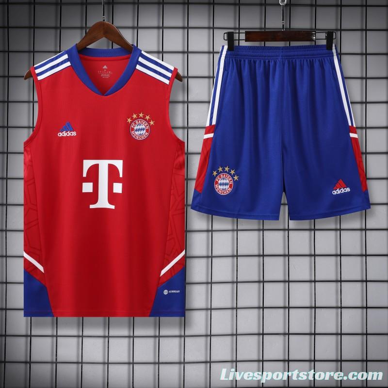 23-24 Bayern Munich Red/Blue Vest Jersey+Shorts