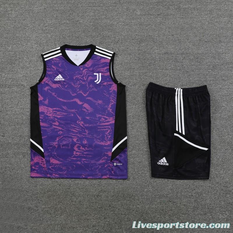 23-24 Juventus Purple Vest Jersey+Shorts