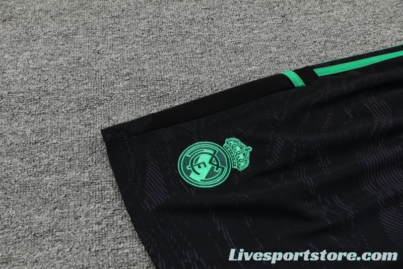 23-24 Real Madrid Black Green Pattern Short Sleeve+Shorts