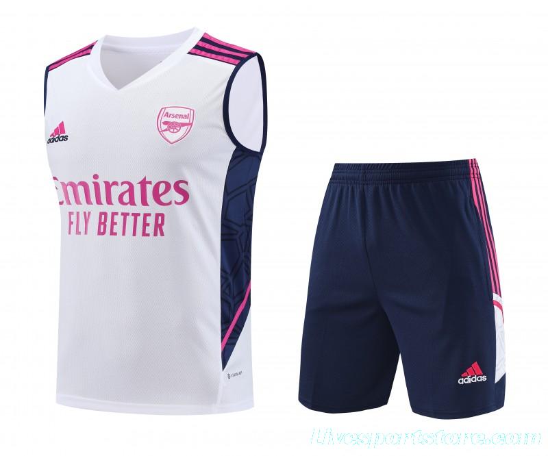 23-24 Arsenal White/Navy Vest Jersey+Shorts