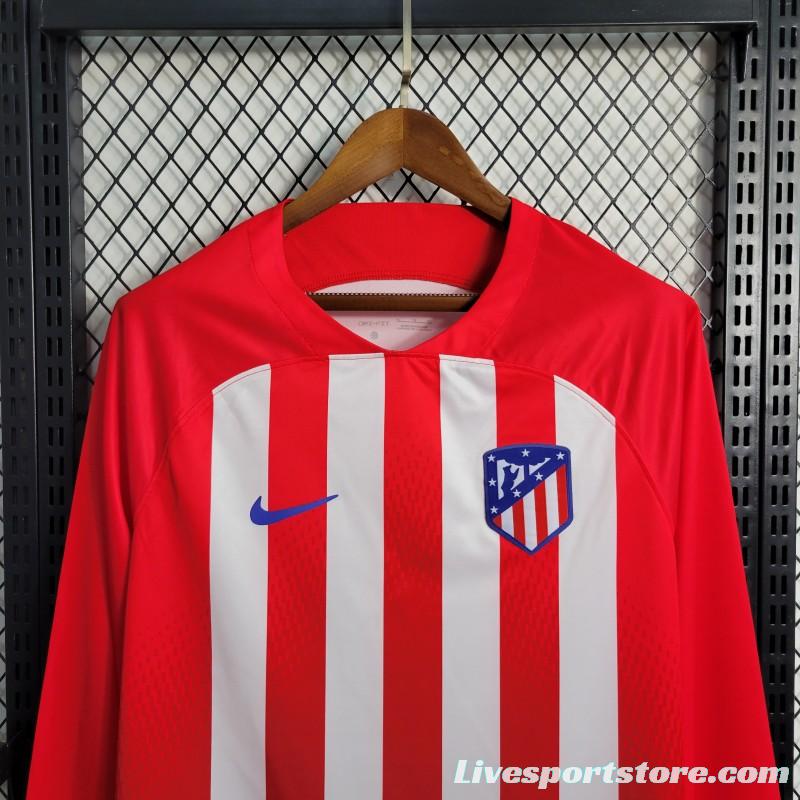 23-24 Atletico Madrid Home Long Sleeve Jersey