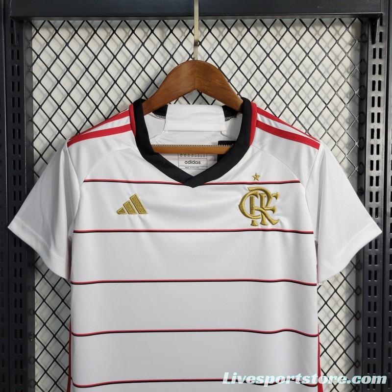 23-24 Kids Flamengo Away White Jersey Size 16-28