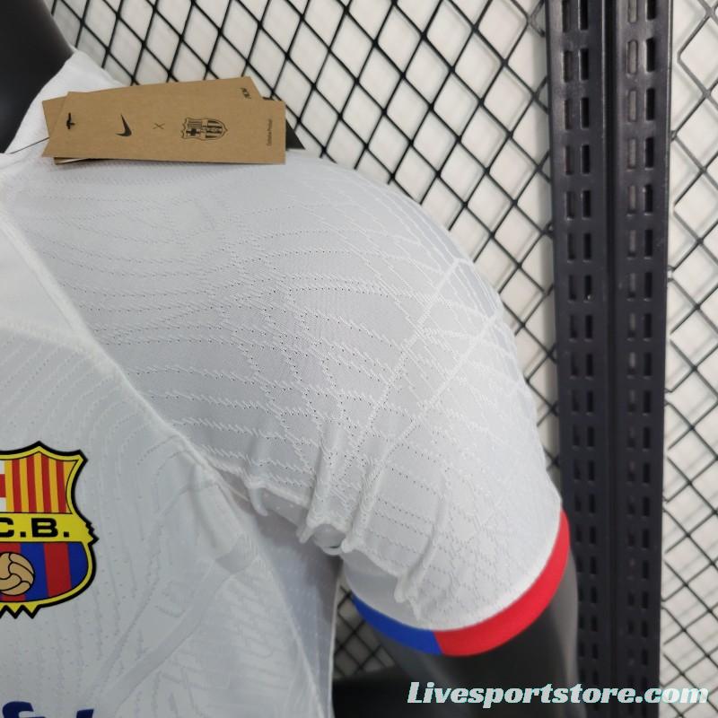 Player Version 23-24 Barcelona Away Grey Jersey