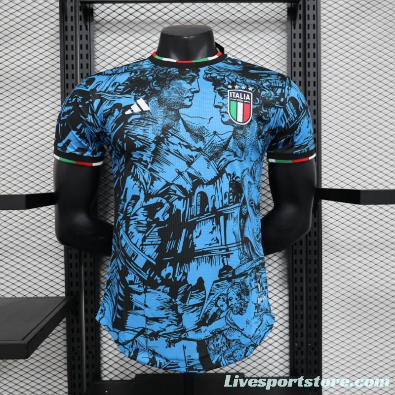 Player Version 2023 Italy Special Blue Black Jersey