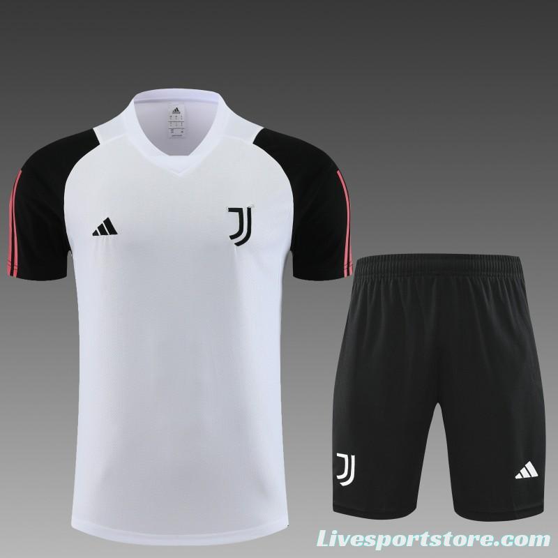 23 24 Juventus White Black Short Sleeve+Shorts