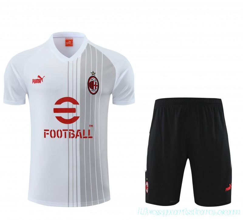 23 24 AC Milan White Grey Short Sleeve+Shorts