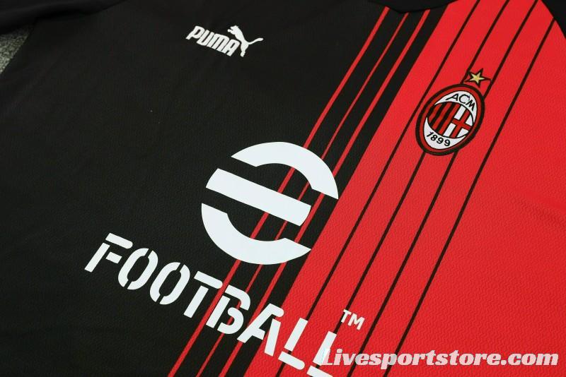 23 24 AC Milan Black Red Short Sleeve+Shorts