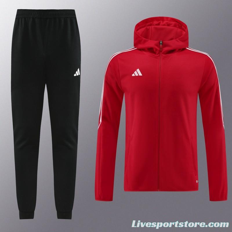 2023 Adidas Red Hoodie Full Zipper Jacket +Pants