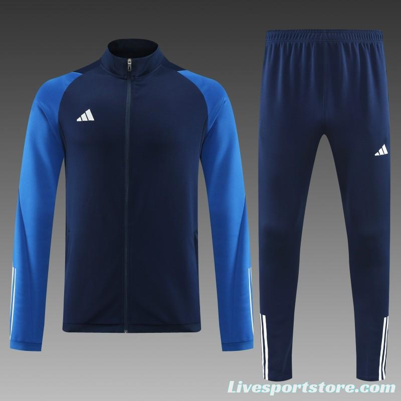 23/24 Adidas Black Blue Full Zipper Jacket+Pants