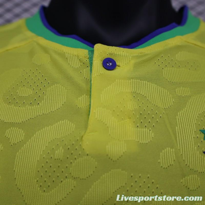 Player Version 2022 Brazil Home Long Sleeve Jersey