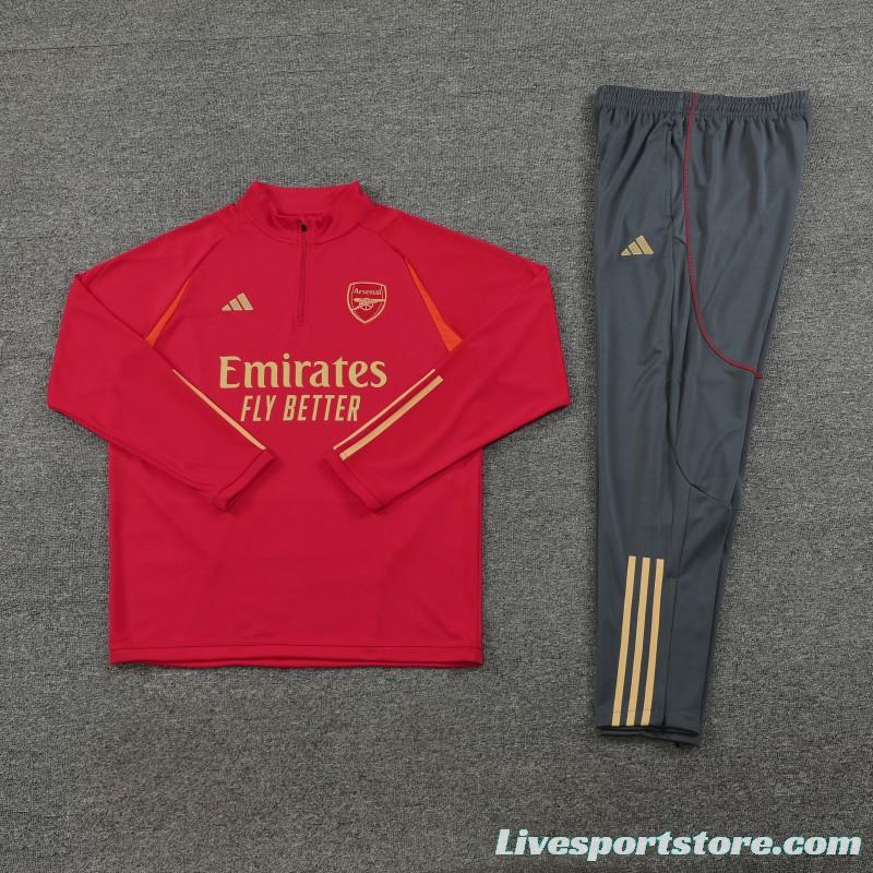 23/24 Arsenal Red Half Zipper Jacket+ Pants