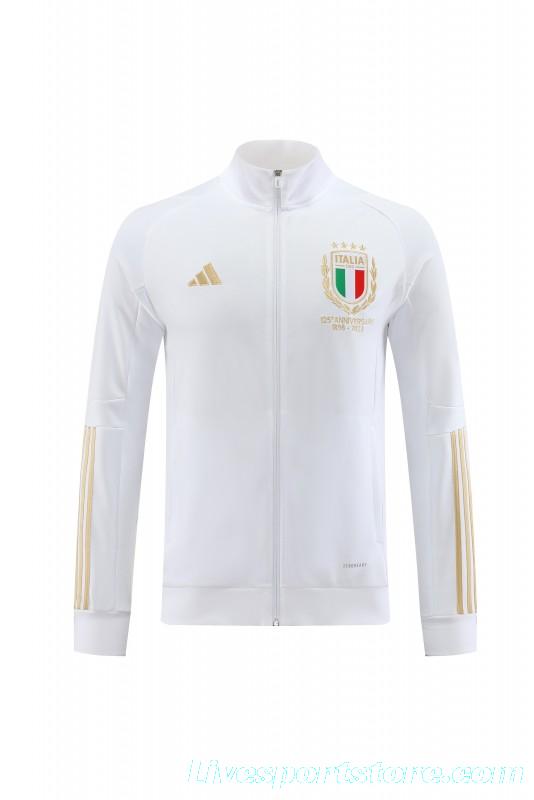 2023 Italy 125th Anniversary White Full Zipper Hooide Jacket+Pants