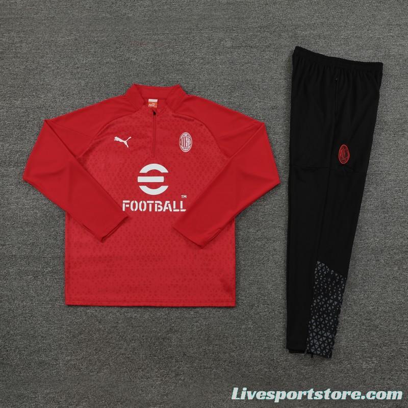 23/24 AC Milan Red Half Zipper Jacket+ Pants