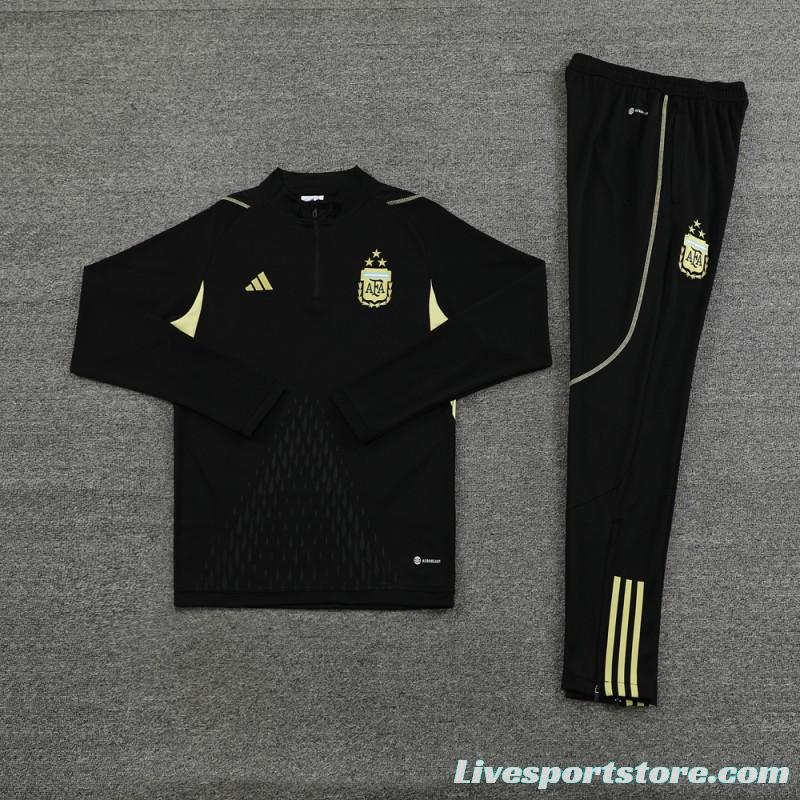 2023 Argentina Black Full Zipper Jacket+Pants