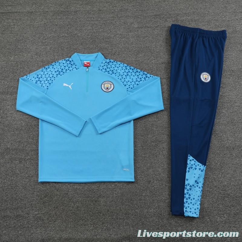 23/24 Manchester City Blue Half Zipper Jacket+Pants