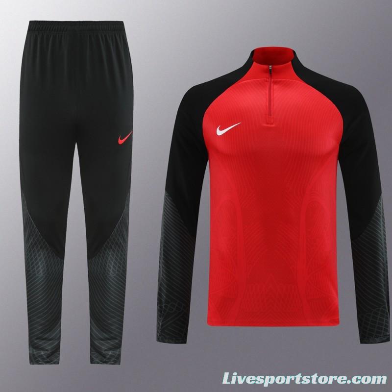 2024 Nike Red/Black Half Zipper Jacket+Pants