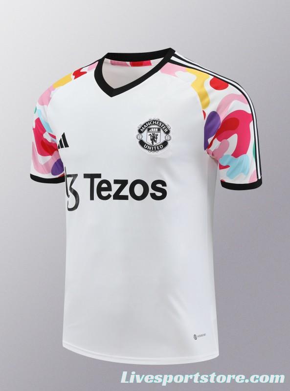 24/25 Manchester United White Short Sleeve Jeresy+Shorts